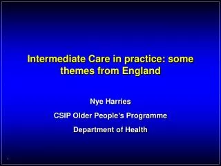 Intermediate Care in practice: some themes from England