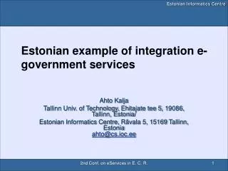 Estonia n example of integration e-government services