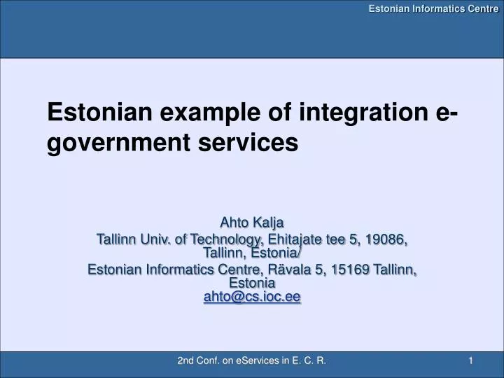 estonia n example of integration e government services