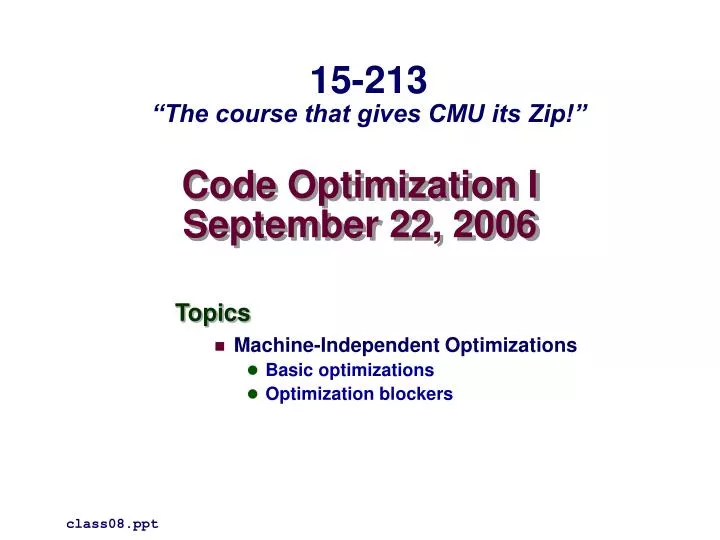 code optimization i september 22 2006