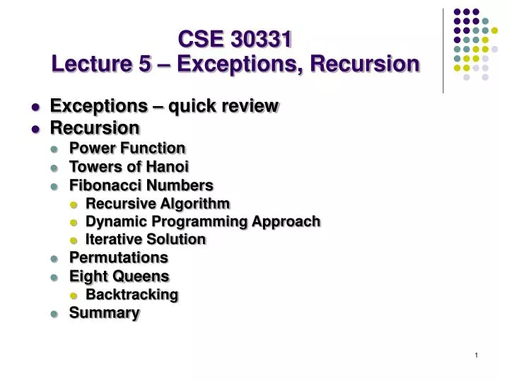 cse 30331 lecture 5 exceptions recursion