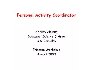 Personal Activity Coordinator