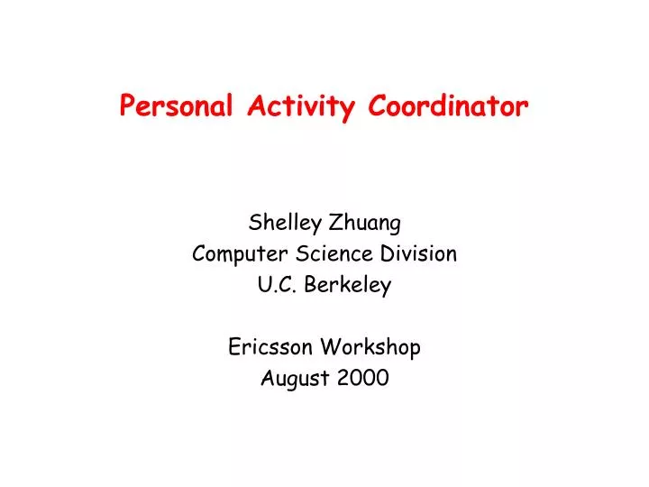 personal activity coordinator