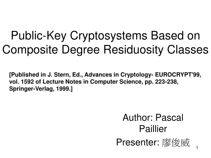 public key cryptosystems based on composite degree residuosity classes