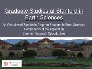 Graduate Studies at Stanford in Earth Sciences