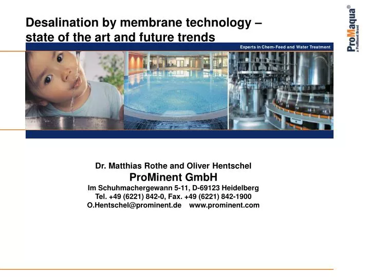 desalination by membrane technology state of the art and future trends