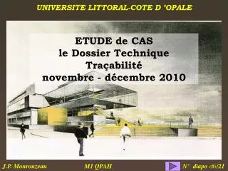 ETUDE de CAS le Dossier Technique Traçabilité novembre - décembre 2010