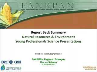 Report Back Summary Natural Resources &amp; Environment Young Professionals Science Presentations