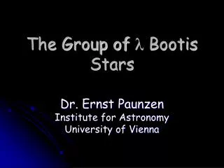 The Group of l Bootis Stars