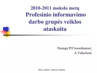 2010-2011 mokslo metų Profesinio informavimo darbo grupės veiklos ataskaita