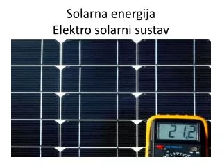 Solarna energija Elektro solarni sustav