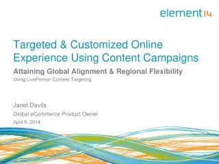 Targeted &amp; Customized Online Experience Using Content Campaigns