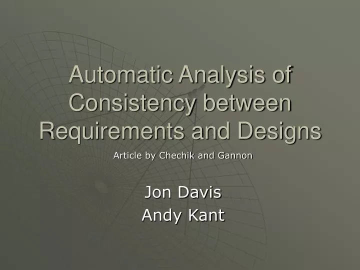 automatic analysis of consistency between requirements and designs