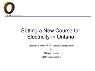 Setting a New Course for Electricity in Ontario