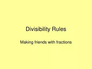 Divisibility Rules