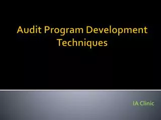 Audit Program Development Techniques