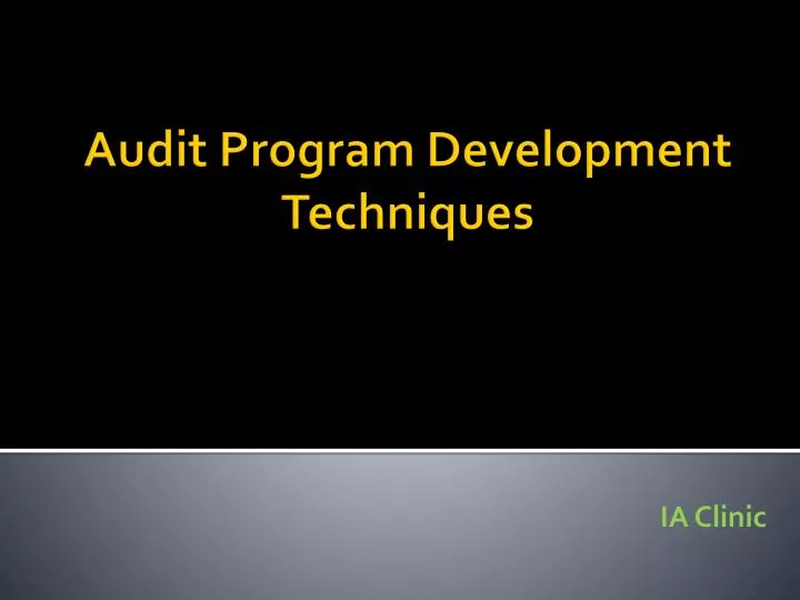 audit program development techniques
