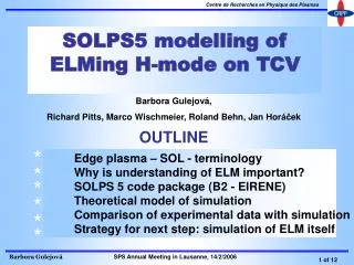 SOLPS5 modelling of ELMing H-mode on TCV