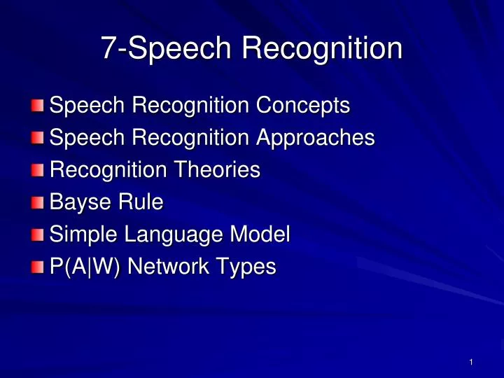 7 speech recognition