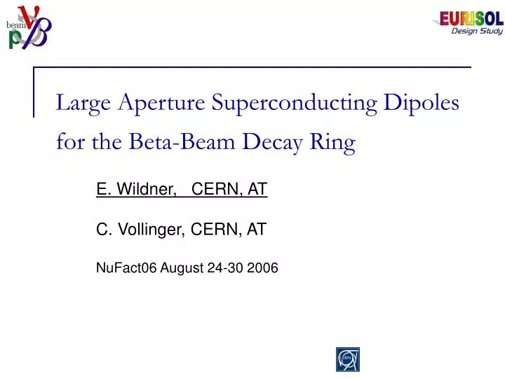 large aperture superconducting dipoles for the beta beam decay ring