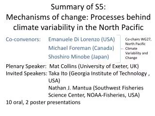 Summary of S5: Mechanisms of change: Processes behind climate variability in the North Pacific