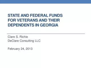 State and Federal Funds for Veterans and their Dependents In Georgia