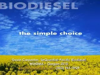 SeQuential-Pacific Biodiesel