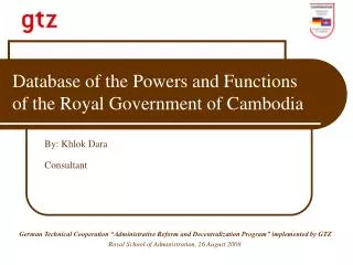 Database of the Powers and Functions of the Royal Government of Cambodia