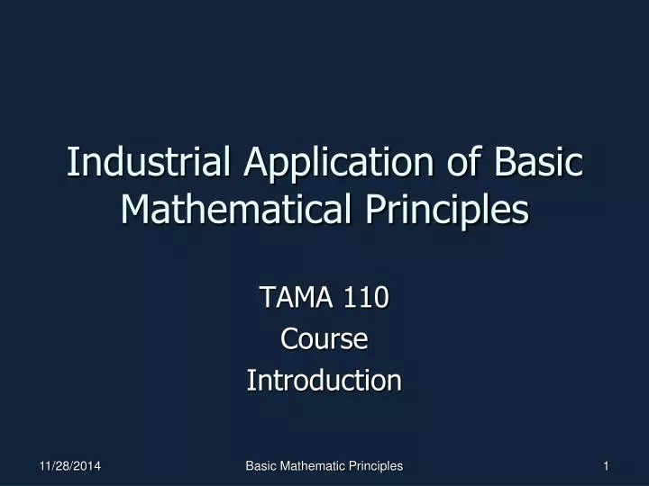 industrial application of basic mathematical principles