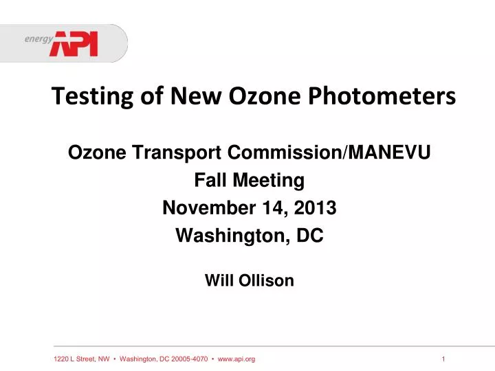 testing of new ozone photometers