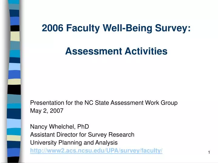 2006 faculty well being survey assessment activities
