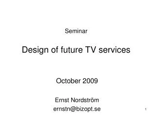 Seminar Design of future TV services