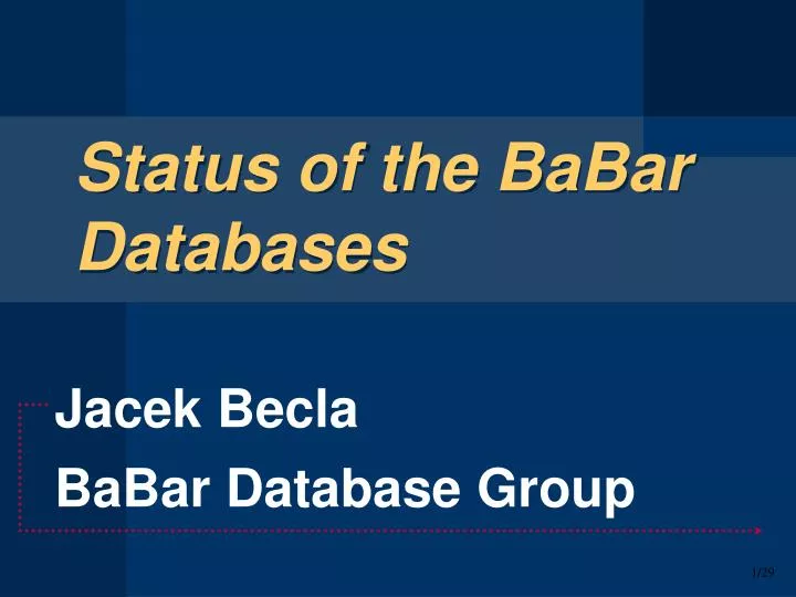 status of the babar databases