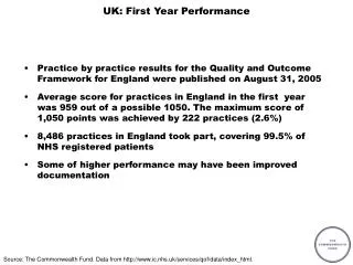 UK: First Year Performance