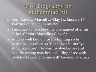 Brief Biography on Muhammad Ali