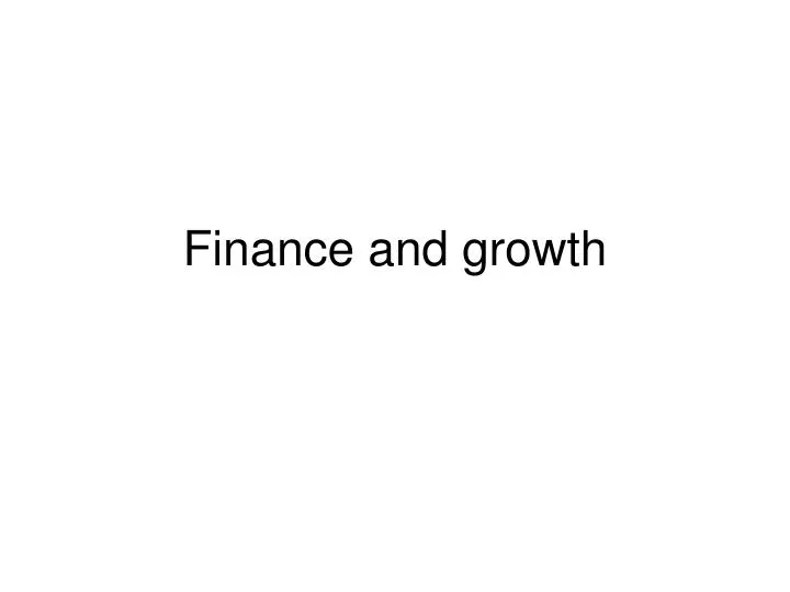 finance and growth