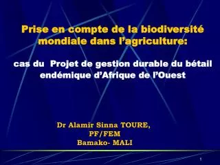 Dr Alamir Sinna TOURE, PF/FEM Bamako- MALI