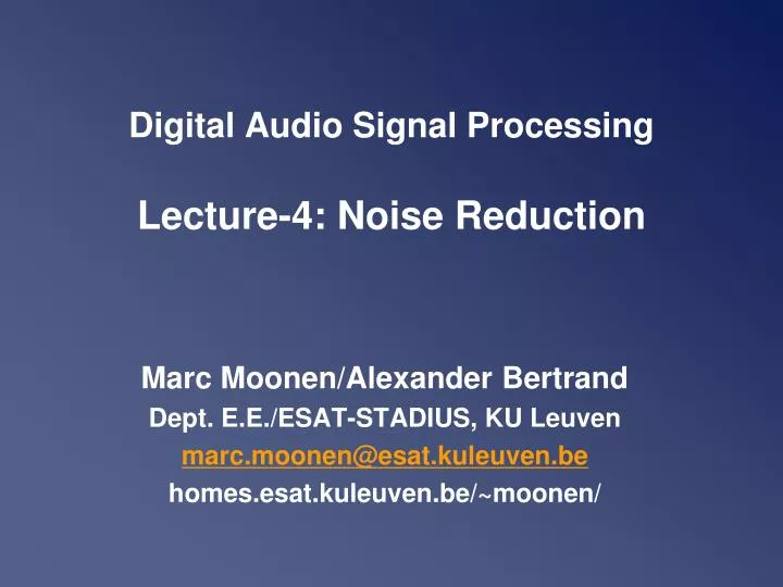 digital audio signal processing lecture 4 noise reduction