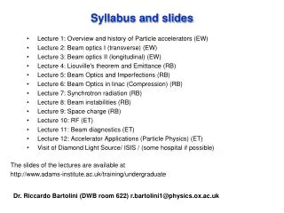 Syllabus and slides