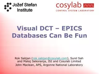 Visual DCT – EPICS Databases Can Be Fun