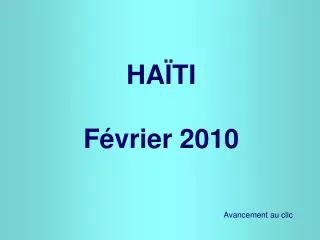 HAÏTI Février 2010