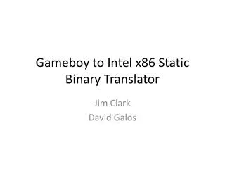 Gameboy to Intel x86 Static Binary Translator