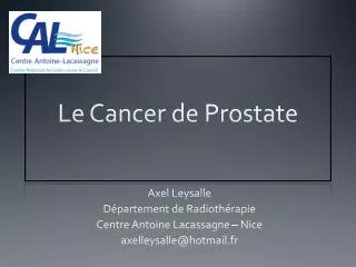 Le Cancer de Prostate