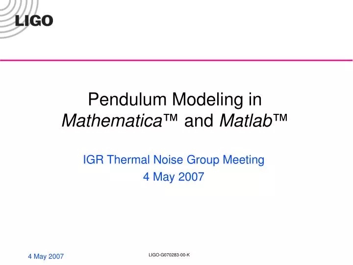 pendulum modeling in mathematica and matlab