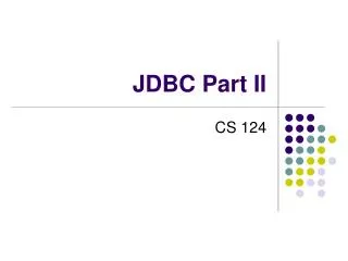 JDBC Part II