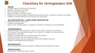 Checklista för tävlingsledare USM