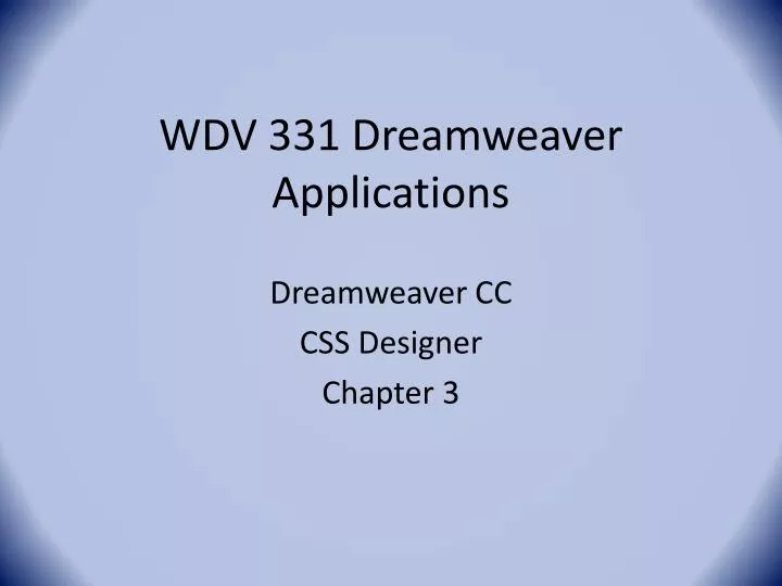 wdv 331 dreamweaver applications