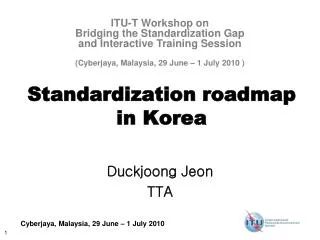 Standardization roadmap in Korea