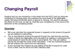 Changing Payroll