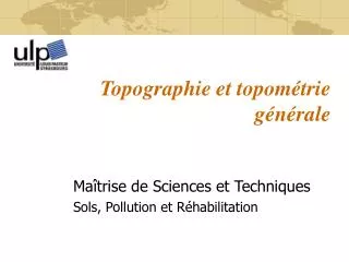 Topographie et topométrie générale